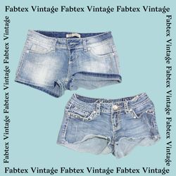 (FV-749) Y2K Denim Sexy Short Back Pocket Embellis..