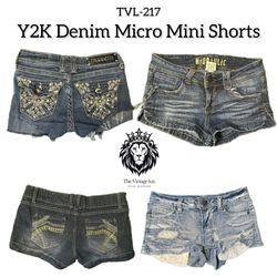 Y2K Denim Micro Mini Shorts (TVL-217)