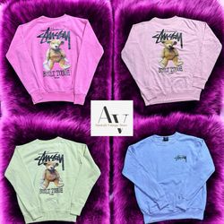 Stussy rework style teady bear sweatshirt