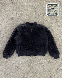 Giacca bomber nera shaggy riciclata