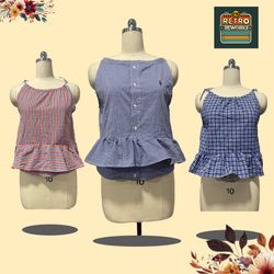 SS25 Top con spalline a frange in plaid riciclato