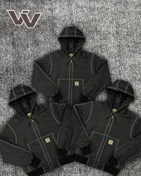 Carhartt reworked style black white stitch hood ja..