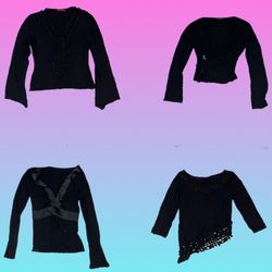 Y2K Gothic Black Full Sleeve Tops (TS-1824)