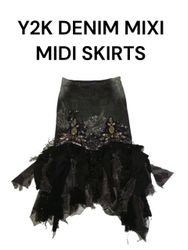 Y2K DENIM MIXI MIDI SKIRTS