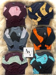 Suéteres estilo patchwork reworked da Polo Ralph L..