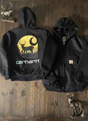 Carhartt rework style yellow printed hooded jacket..