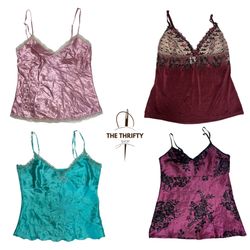 Y2k Colourfull Silk slip cami Tops (SU 274)