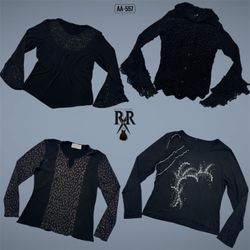 Y2K Black Gothic Full Sleeve Tops (AA-557)