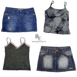 Y2K Edgy Girl Sexy Cami Tops & Mini Skirts RE-2650