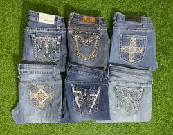 Y2K gestickte Schlagjeans