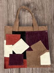 Borsa in patchwork di corduroy riciclato Fs-03