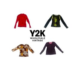 Y2K European Mesh Long sleeve Tops (YWV46)