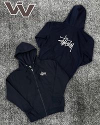 Stussy reworked style navy zipper hoodies #1712