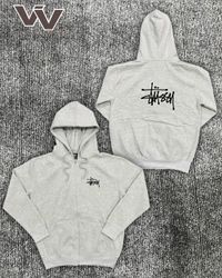 Suéter com zíper cinza refeito da Stussy #1712