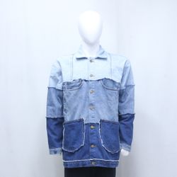 CR1043 Giacca di jeans oversized in denim patchwor..
