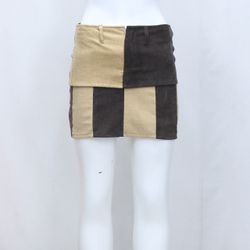 Jupe mini en velours côtelé bicolore upcyclée CR10..