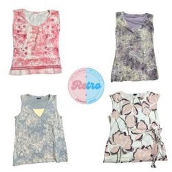 Blusa Sem Mangas Floral Vintage Tons pastéis suave..