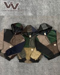 Carhartt reworked style corduroy patchwork hooded ..