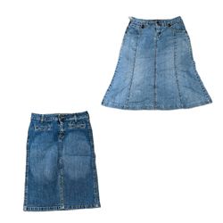 Y2K denim midi Skirt
