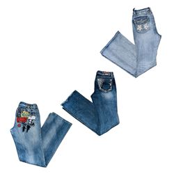 Jean flare de denim Y2K