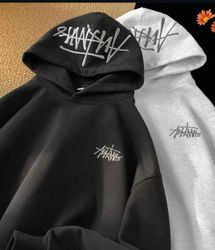 Stussy rework style embroidered pullover hoodie