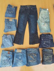 Jeans prateados e outros jeans femininos (LJ-31)
