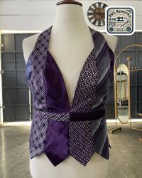 Upcycled Purple Tie Corset Vest