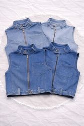 CR5677 Gilet en denim upcyclé Mix
