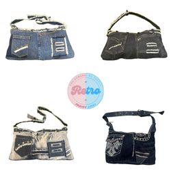 Borse in denim a tracolla lunghe Y2K riutilizzate ..