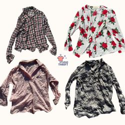 Y2K Grunge & Floral Long Sleeve Tops Bundle (FS-00..