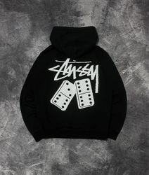 Stussy rework style dice pullover hoodie