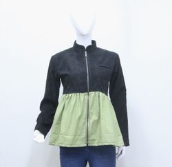 CR1059 Giacca zip peplum color-block riciclata