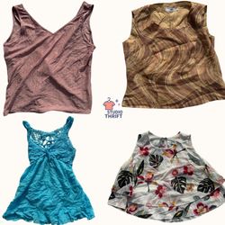 Y2K Crochet & Floral Print Tank Tops Bundle(TT-008..