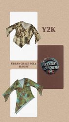 Y2K Urban Grace ポリ ブラウス