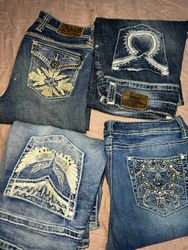 Jean en broderie bootcut et flaerd Y2K BN023