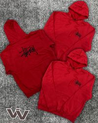 Hoodie à capuche rouge brodé Stussy retravaillé #2..