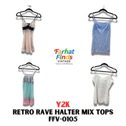 FFV-0105 Y2K RETRO RAVE HALTER MIX TOPS
