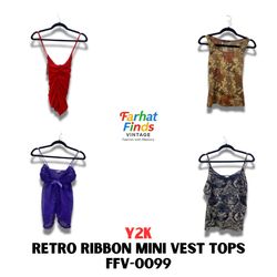 FFV-0099 Y2K RETRO RIBBON MINI VEST T-SHIRTS