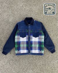 Chaqueta de cuadros de mezclilla reciclada