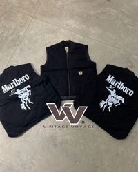 Carhartt x Marlboro reworked style black printed g..
