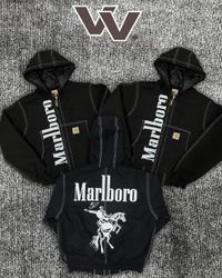 Carhartt x Marlboro reworked style black white sti..