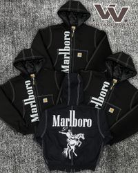 Carhartt X Marlboro jaquetas com capuz de estilo r..
