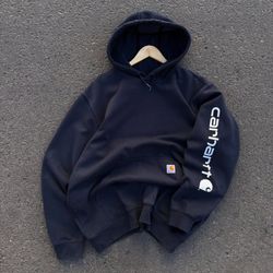 Pull à capuche révisé imprimé Carhartt bleu marine