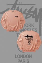 Felpe stussy per ragazze del tour mondiale in stil..