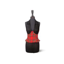 UPCYCLED DENIM & TARTAN HALTER TOP