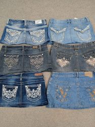 HD1273 Damen Upcycled Y2K Denim Mikro Mini Röcke