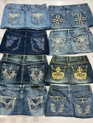 R322 Upcycled Ladies Embellished Mini Skirts