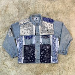 Upcycled Bandana Patchwork Denim Jacket