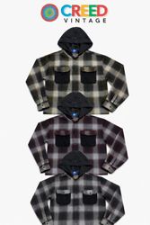 CRR1084  Upcycled Hooded Flannel Shirt Jacket