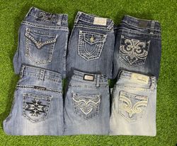 Y2K刺繍フレアジーンズ